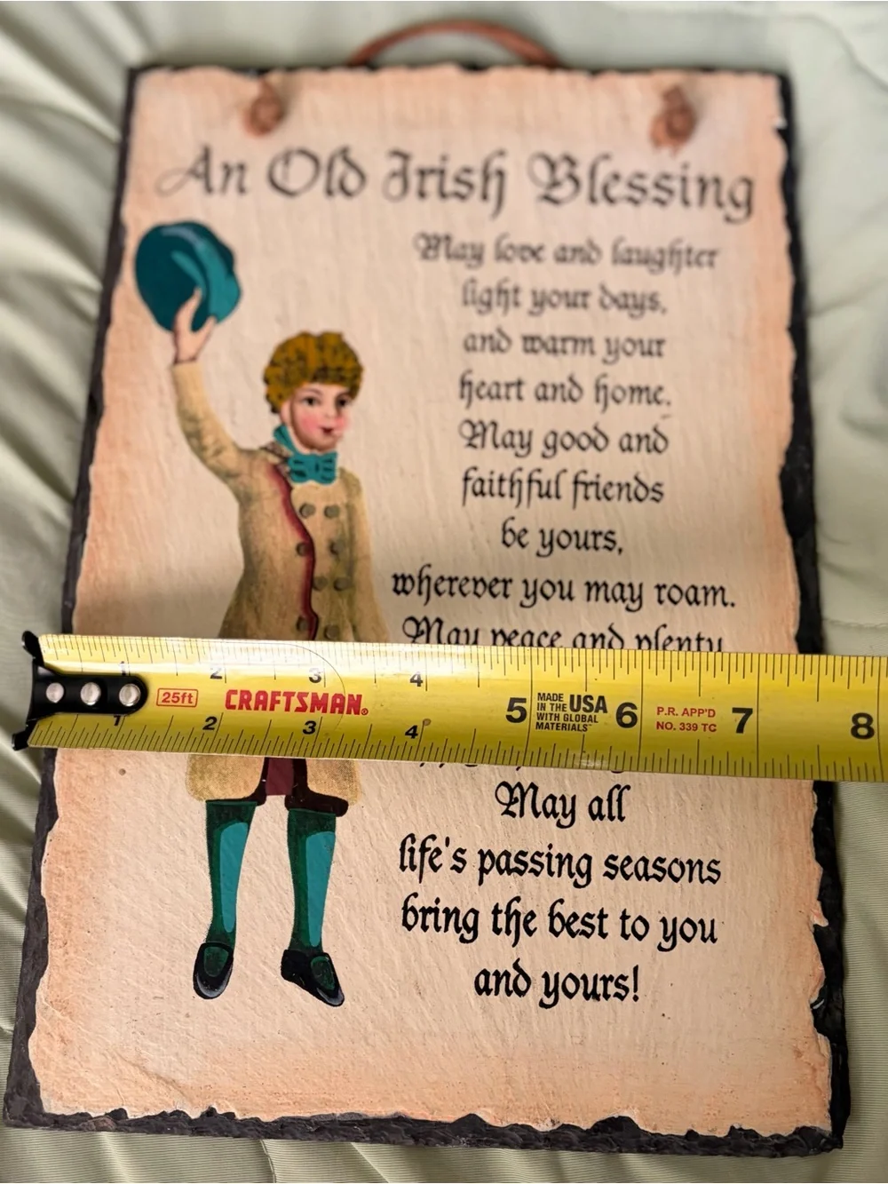 An Old Irish Blessing Wall Plaque - Cream with Teal Accents